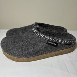 Haflinger Unisex Sz EU 41 (W-10|M-8) Pure Wool Gray Grizzly Slipper Clog